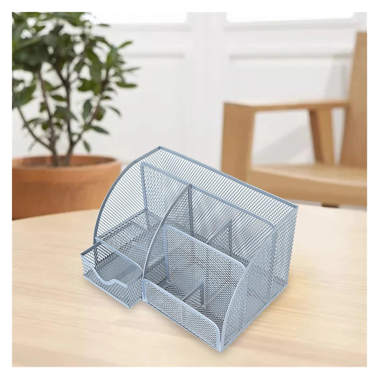 Stift Organizer Multifunktionaler Stifthalter aus Netzgewebe, 4/6 Fächer, mit Schublade, Bleistift-Schreibtisch-Organizer, for Schule und Zuhause, Stiftehalter aus Netzgewebe, Schreibtisch-Organizer F