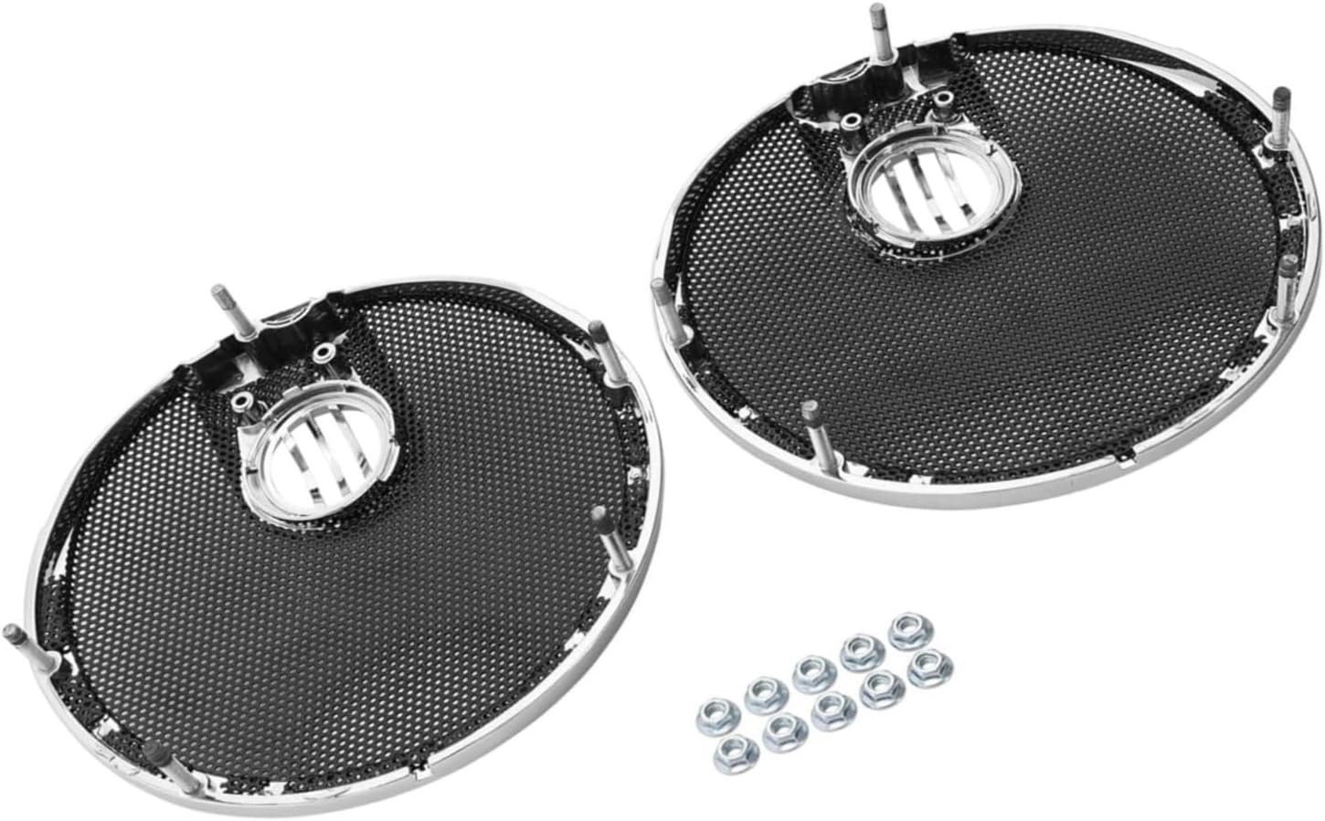 For Indian for Chieftain for Springfield for Dark for Horse for Roadmaster 6.5" Saddlebag Lid Speaker Grill Covers Replacement 2015-2025(Chrome+Black)