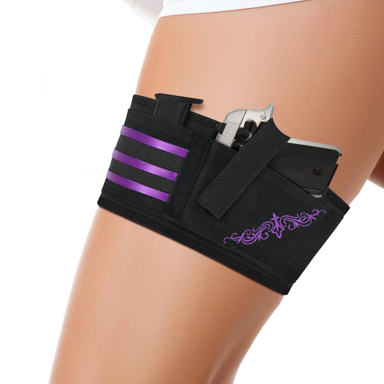 EuroBirdGun Holster,Thigh Holster for Women,Embroidery Gun Holsters for Pistol,Fit for PT-22. 22 CaliberTCP. 380, P238, RugerLCP &Similar Guns, 27.5