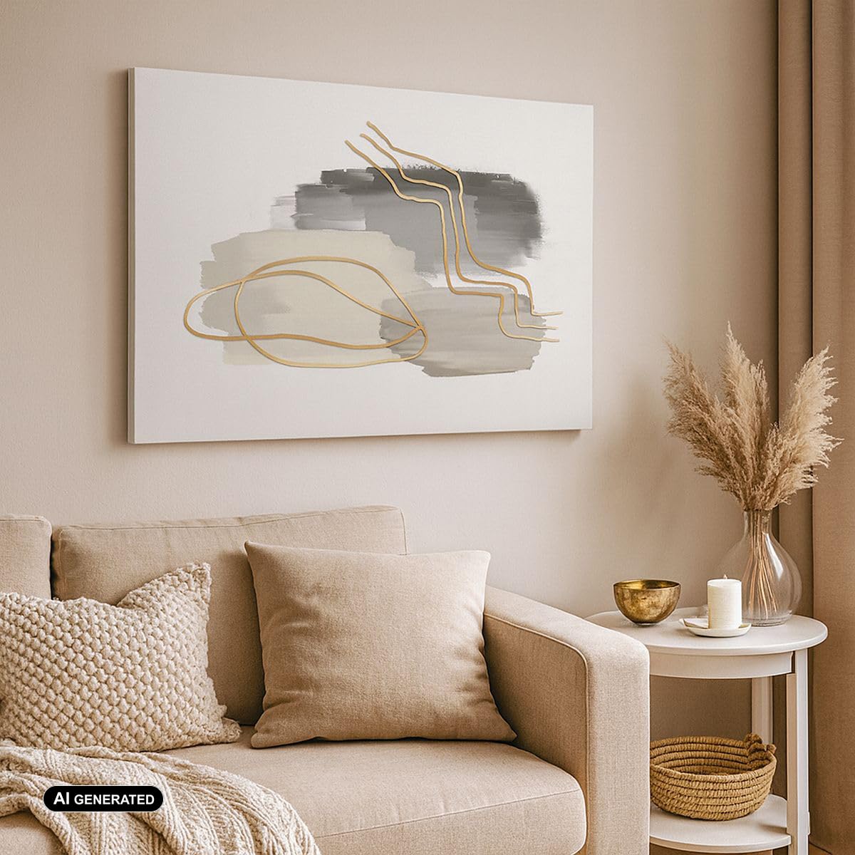 Quadri Moderni su Tela 120x80 cm Stampe da Parete Astratto Pastello - 4149 | CIAO Oro Astrazione Quadro Decorativo XXL 1 pezzo Soggiorno Camera da Letto Arte da Parete Decorazione da Parete ARTTOR