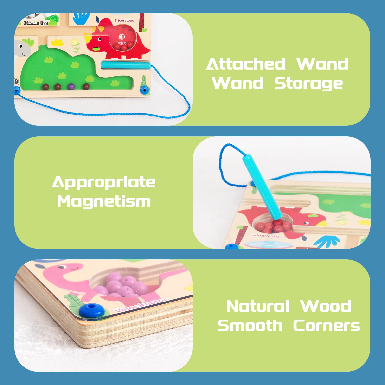Laberinto magnético de colores y números, tablero de rompecabezas Montessori de madera a juego para aprender a contar, juguetes de habilidades motoras finas para niños y niñas de 3, 4, 5 4