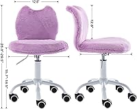 Vista 9 de Linda silla mullida para niños, divertida silla de escritorio con ruedas para estudio, silla giratoria de tocador para niñas con pie blanco