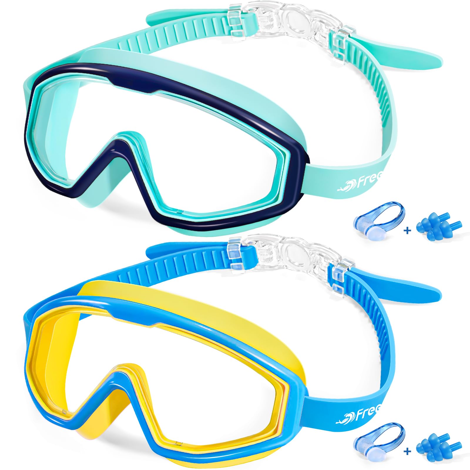 Freela Goggles for Kids Toddler 3-15, Anti Fog No Leak Clear Swim Goggles for Boys Girls Pool Beach Swimming