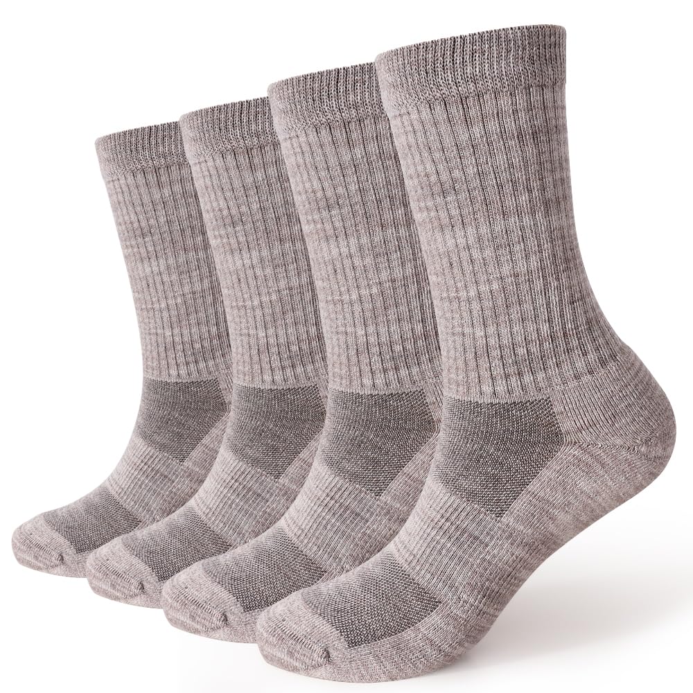 EnerWear 4 Pack Women's Merino Wool Outdoor Hiking Trail Crew Sock