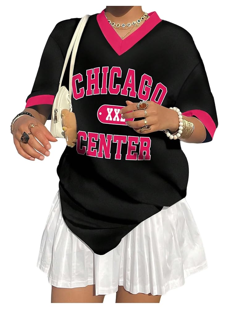 SOLY HUX Jersey Shirts for Women Y2k Oversized T Shirt