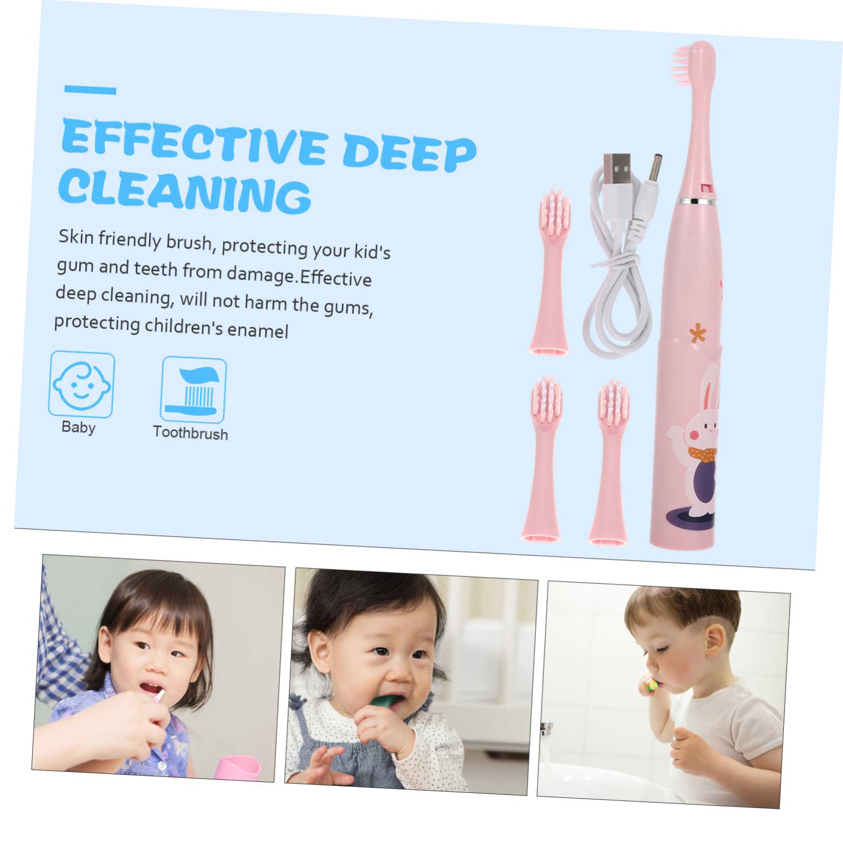 Gatuida 2sets Spazzolini Elettrici Per Ragazzo Ragazza Con Design Cartoon Spazzolino Ricaricabile e Portatile Per La Pulizia Completa Dei Denti Dei Piccoli