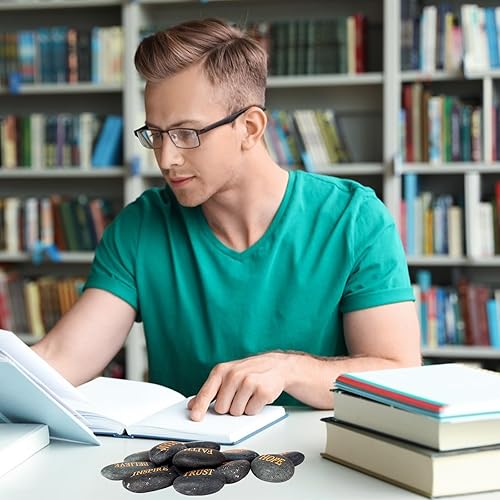 Miniatura 7 de Barelove 12 piedras inspiradoras grabadas inspiradoras para fomentar la fe, oración, piedras de jardín pulidas, regalos únicos y reflexivos, ideales