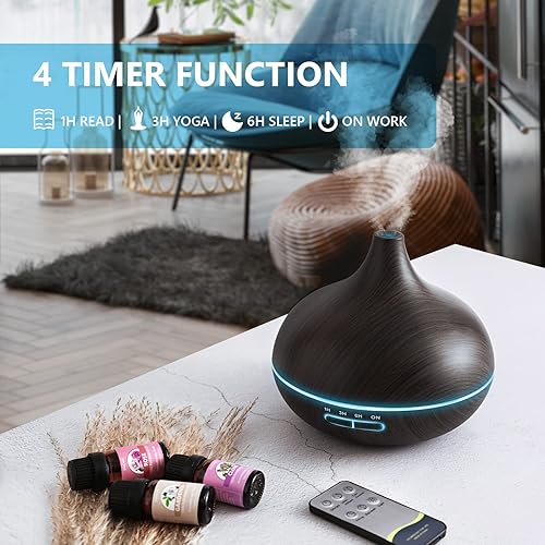 Miniatura 5 de SACATR Difusores de aceite esencial, difusor de aceite de 18.6 fl oz con aceites esenciales de 15 x 0.3 fl oz, difusor de aromaterapia con