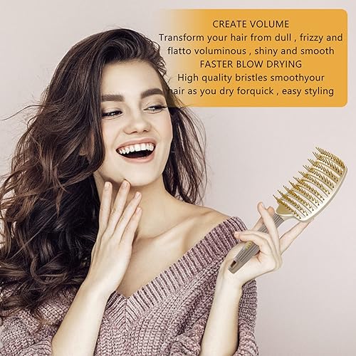 Miniatura 4 de Cepillos para el cabello para mujeres, hombres y niños, cepillo curvado ventilado para un secado y peinado más rápido, cepillo de paleta para