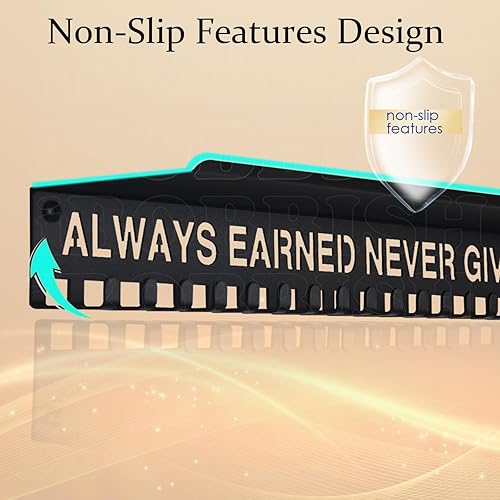 Vista 17 de Metal Medal Hanger Display,Non-Slip Trophy Shelf with 20 Hooks,Wall Mount,Heavy Duty,Non-Bent,Holds 22-33lbs,for Gymnastics,Race,Soccer,Swim Negro