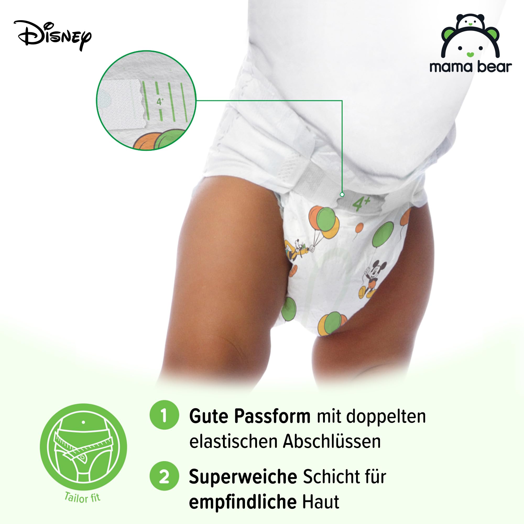 Amazon-Marke: Mama Bear Disney Ultra Dry Windeln Größe 4+ (9-15 kg) - MONATSBOX, Weiß, 160 Stück (2 Packungen mit 80)