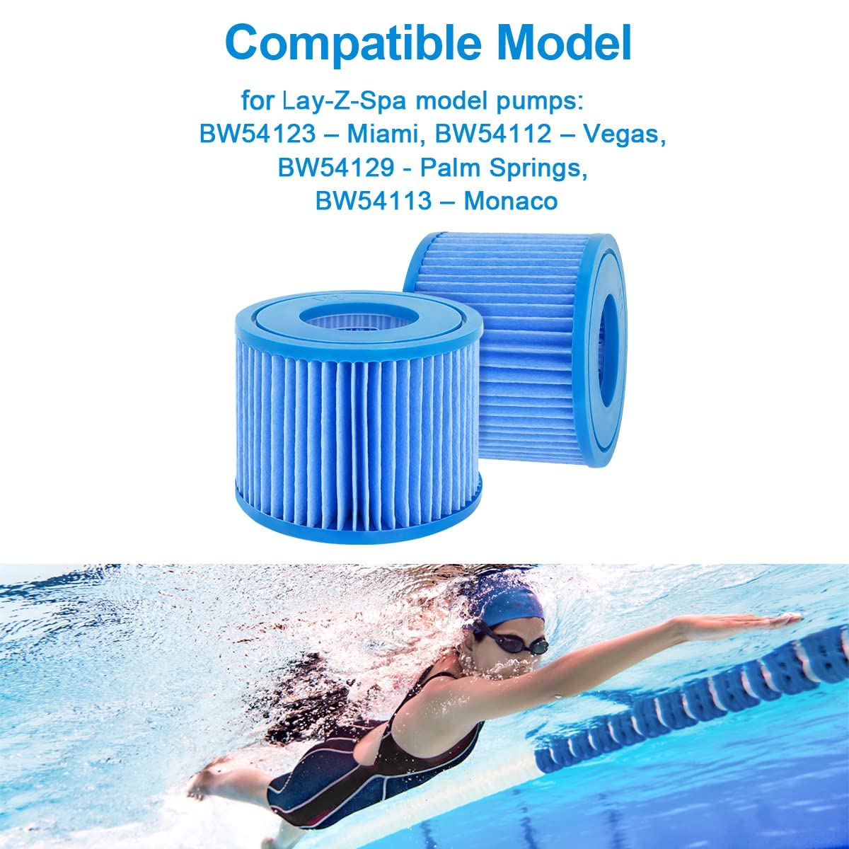 FFyan Filter Cartridge Water Filter Set of 2 Replacement Swimming Pool Filter for Bestway Size VI Filter Cartridge - Image 4