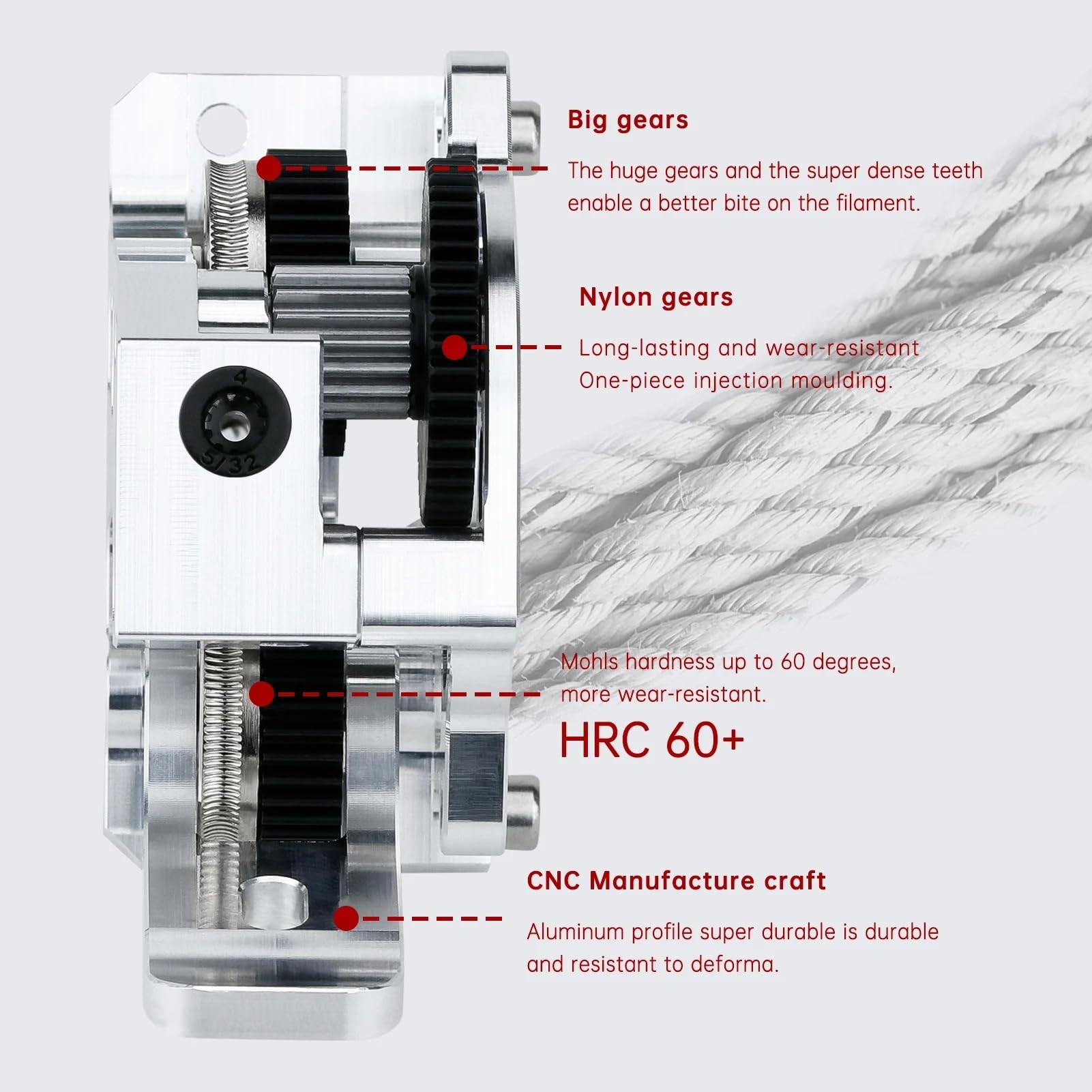 Kompatibel for VORON HGX LITE Dual Gear Extruder for CR10 CR10S Ender 3 V2(Red Extruder)
