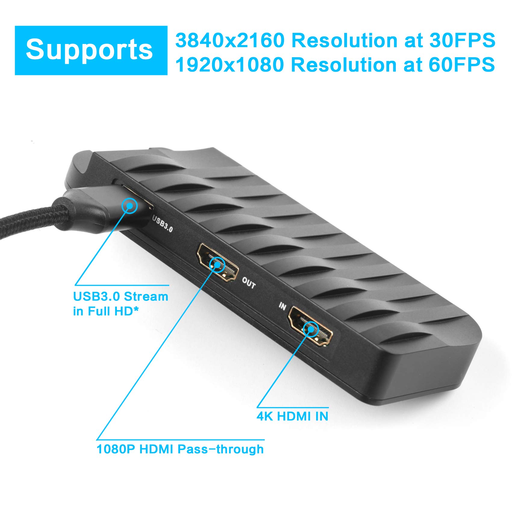Amazon.com: Mirabox Capture Card, 4K 30FPS,HD 1080P 60FPS,USB3.0 HDMI Game Video  Capture Card with Mic Input and HDMI Passthrough - Compatible with Windows,  Linux, macOS, OBS Streaming for PS3 PS4 Xbox Wii