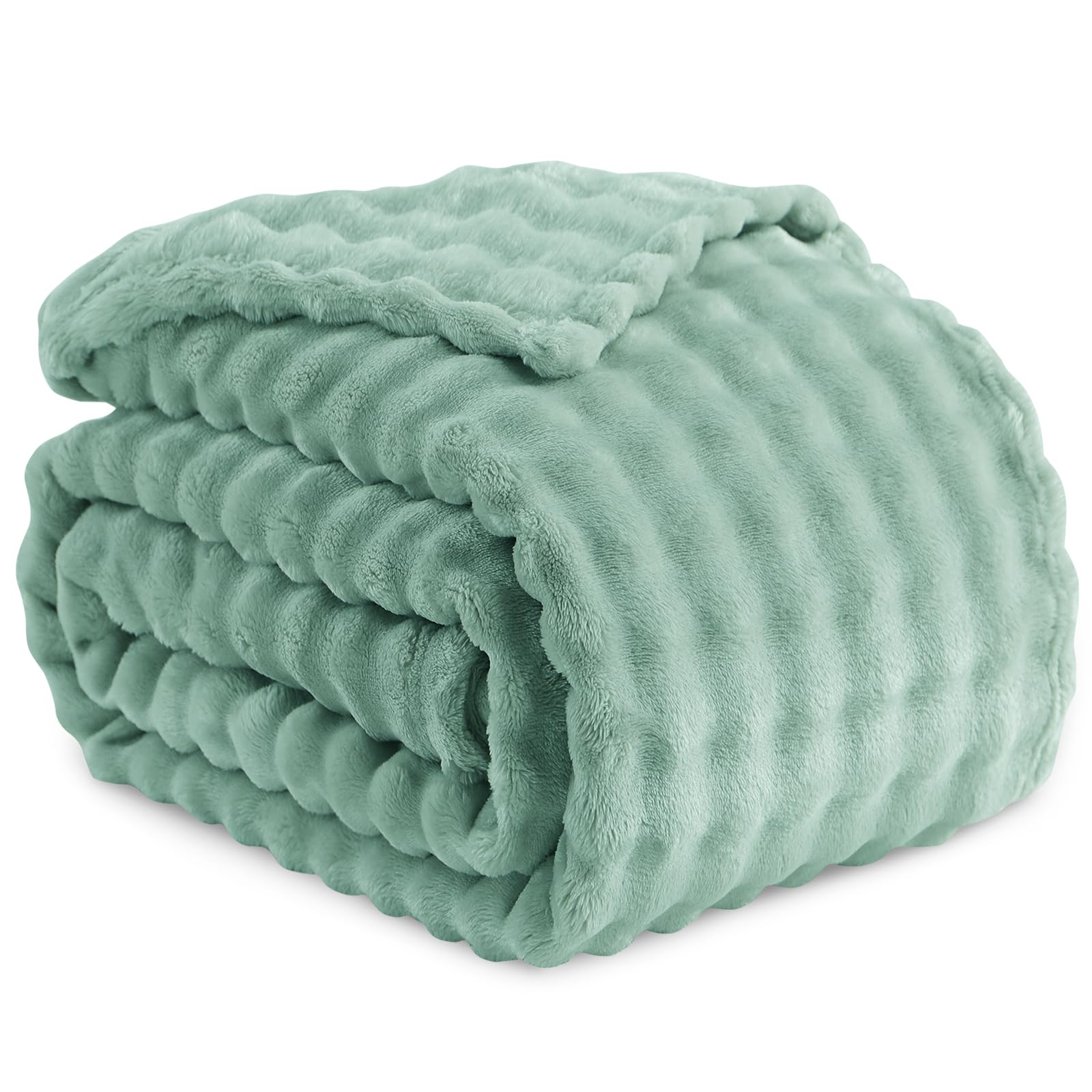 RUIKASI Bubble Decke Kuscheldecke Flauschig Salbeigrün - 150x200cm Sofadecke & Couchdecke aus Plüsch, Warme Fleece für Wohnzimmer Deko Blanket, Dicke Wohndecke