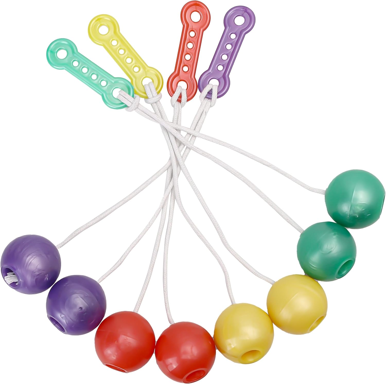 4PCS Click Balls String - A Novelty Sensory Toy, 1970/70’s Fine Vintage Style Gifts for Motor Skills, Holiday, Birthday, Stocking Stuffers, Outdoor & Indoor Funplay (Yellow, Green, Purple, Red)