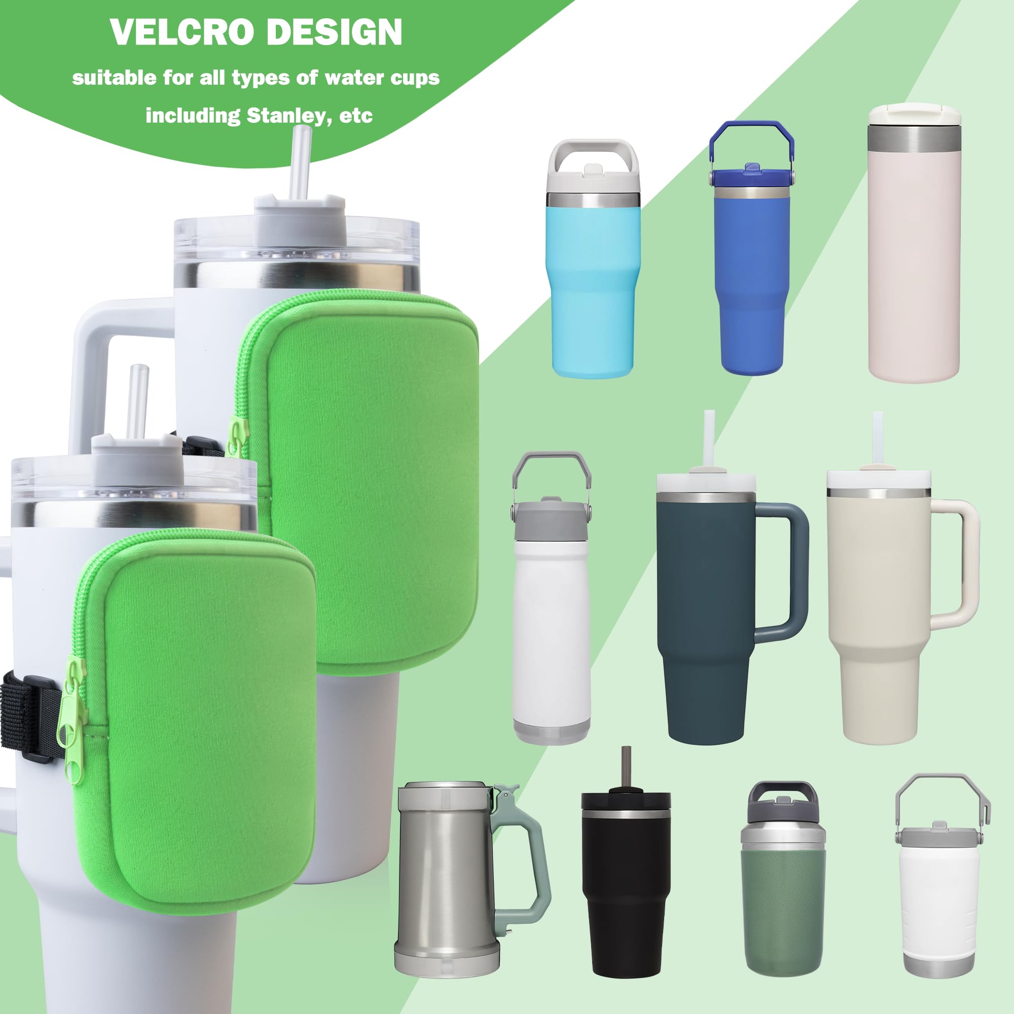 Vidotim Water Bottle Pouch for Stanley Accessories, Running Water Bottle Handheld Caddy Compatible with kinds of Tumbler, Gym Water Bottle (1, Emerald green, Regualr)