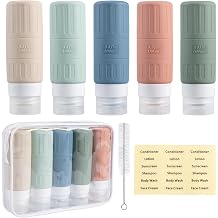 Carehabi 100 ml Bottles for Filling Pack of 5 Silicone Travel Bottles Travel Bottles for Shampoo Shower Gel Cosmetics Squeeze Bottles Travel Bottles Hand Luggage Aeroplane