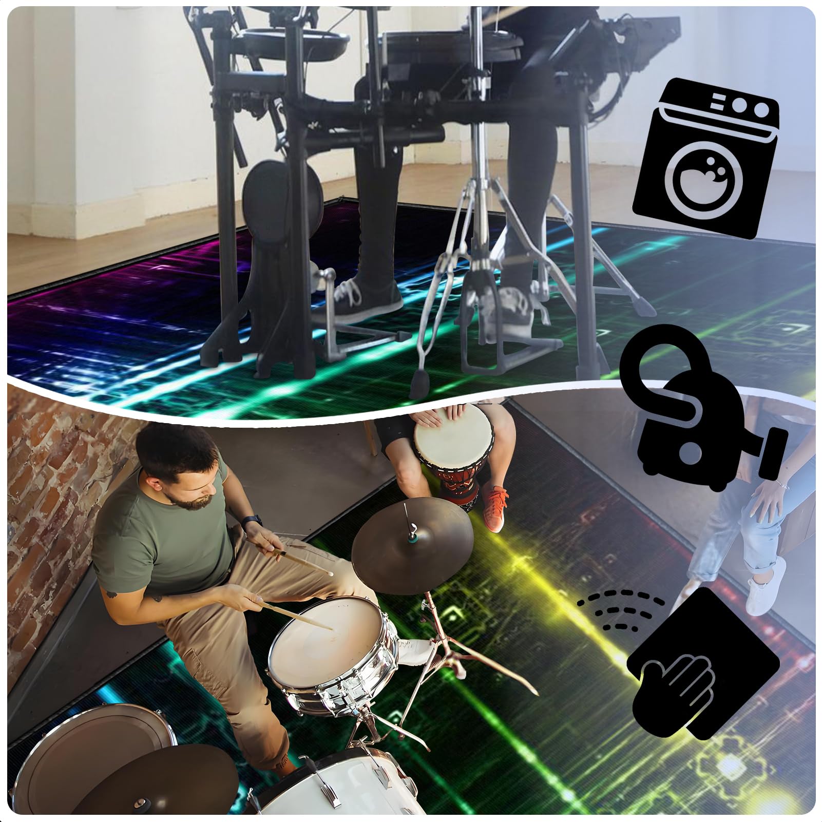 Elektrisches Schlagzeug Teppich 160 x 120 cm Professionelles Schallschutz Trommelmatte, Drum Teppich, Music Carpet Innen und Außen, Trommelteppich für Studio, Wohnung