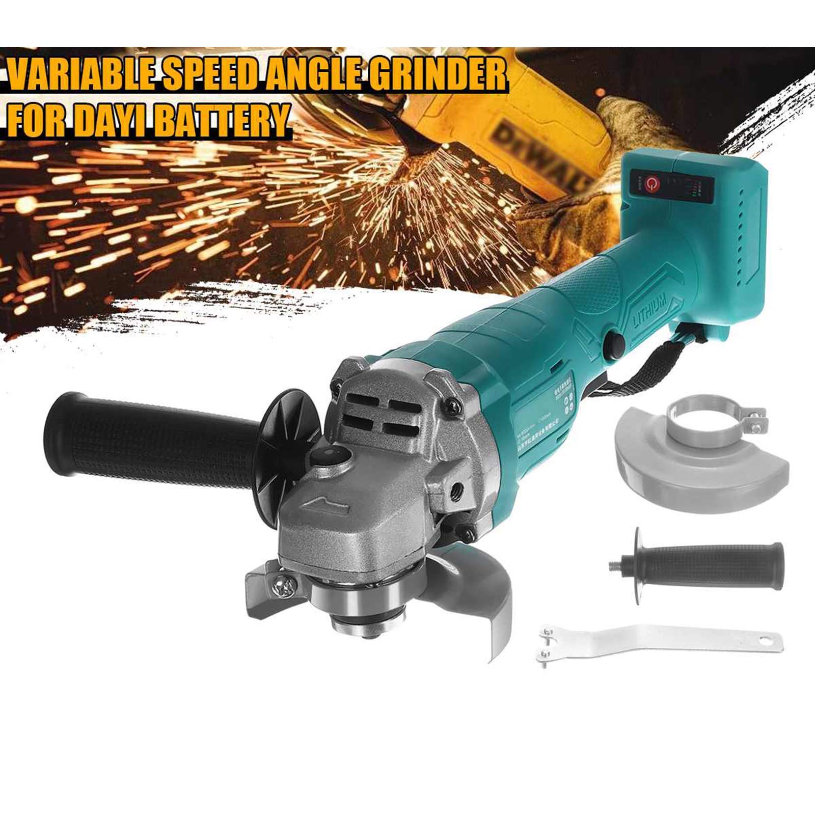 Amoladora Angular de Impacto inalámbrica sin escobillas de 800W 98Vf 100Mm, pulidora de máquina de Corte de Velocidad Variable de 9000 RPM con (pulidora)
