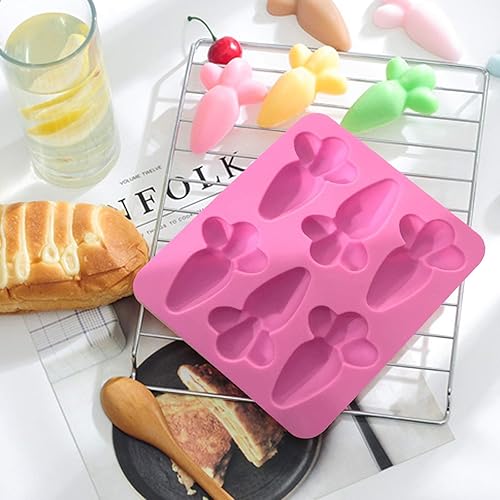 Miniatura 5 de ASkinds Molde de chocolate con zanahoria de Pascua, 6 cavidades, bandeja de silicona antiadherente para chocolate, molde para hornear bricolaje para