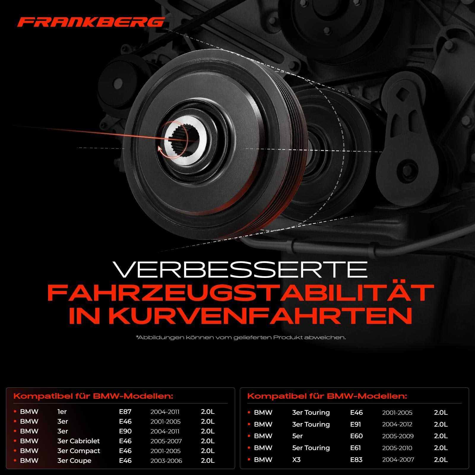 Frankberg Riemenscheibe Kurbelwelle Kompatibel mit 1er E87 3er E46 3er E90 3er Cabriolet E46 3er Touring E46 5er E60 5er Touring E61 X3 E83 Replace# 11237805696