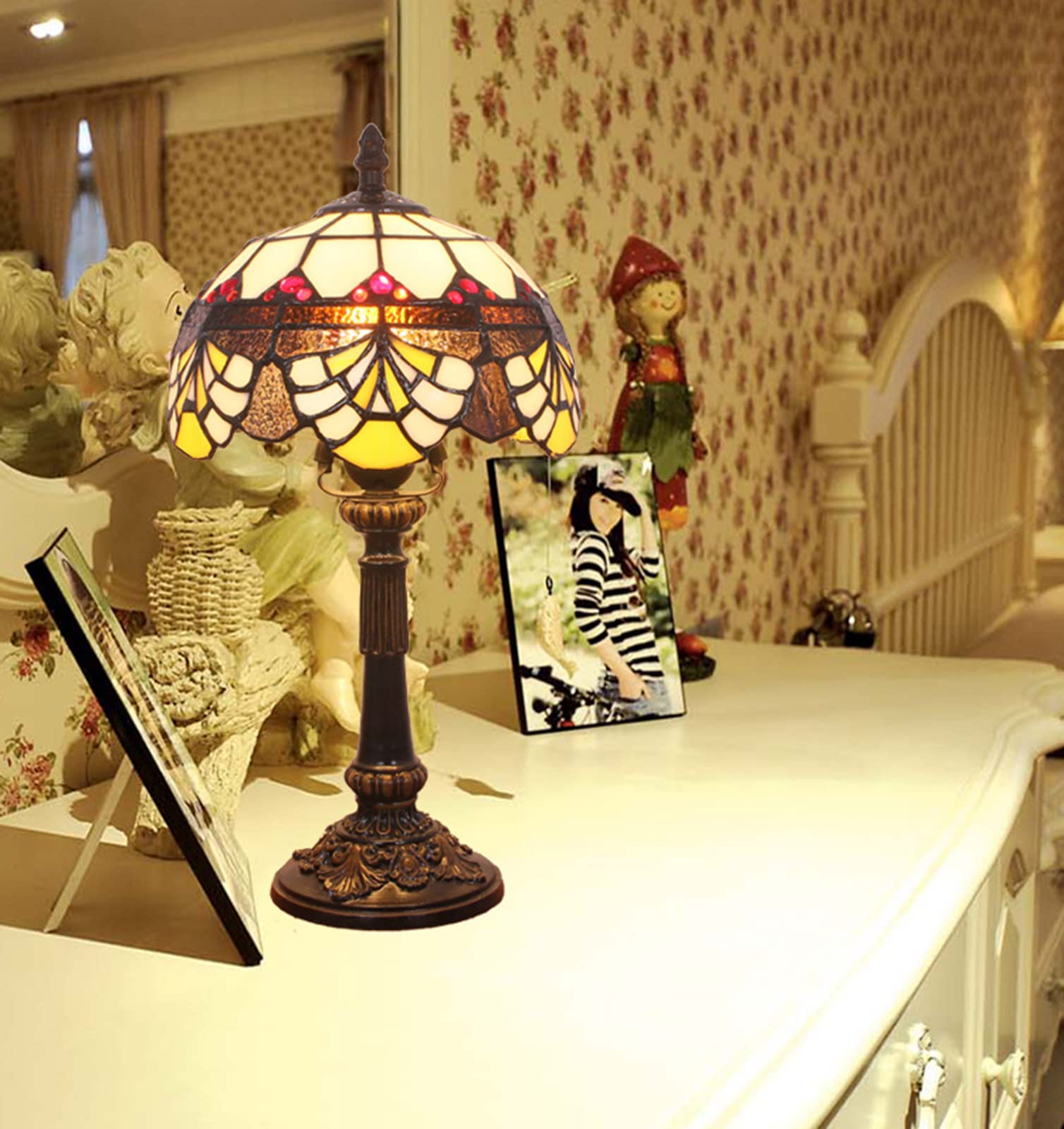 8 Cal RęCznie Klosz Do Lampy WitrażOwej Lampy StołOwe, Lampa Biurkowa W Stylu Tiffany, Europejski Retro Nastrojowy Salon Sypialnia Lampa StołOwa