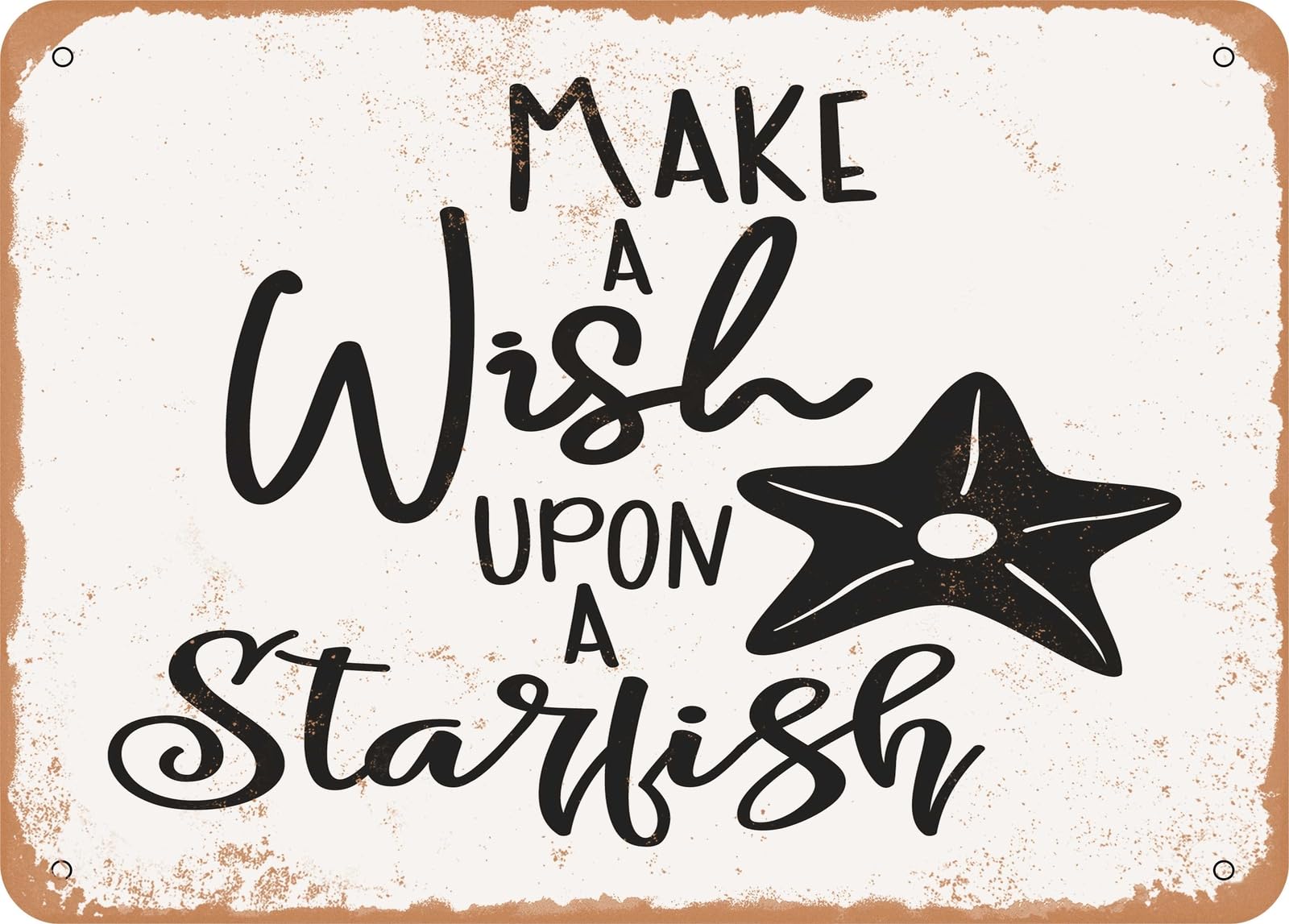 Miaomansenstore Metal Sign - Make A Wish Upon A Starfish - 4 - Vintage Look Sign Home Decor