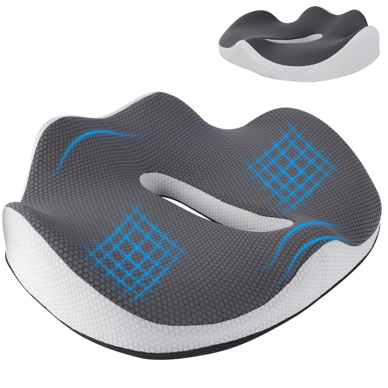 Coussin Gel Mousse Mémoire Forme T Coccyx Alité Gel Et Mousse Mémoire - Siège Ergonomique T Pour Dos Et Coccyx Coussin Anti-escarres