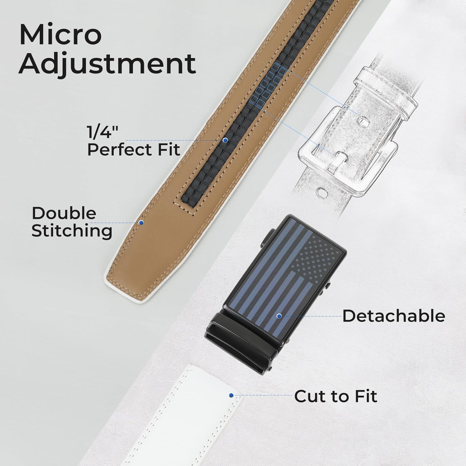 SANSTHS Men's Belts Leather Ratchet Dress Belts for Men with Adjustable Slide Buckle in Gift Box - Image 3