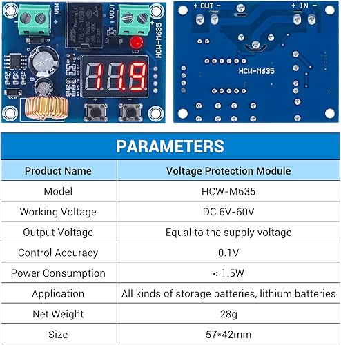 Miniatura 4 de Icstation DC 12V-36V 20A Protector de baja tensión, protector de bajo voltaje, módulo de interruptor de desconexión para batería de litio de plomo