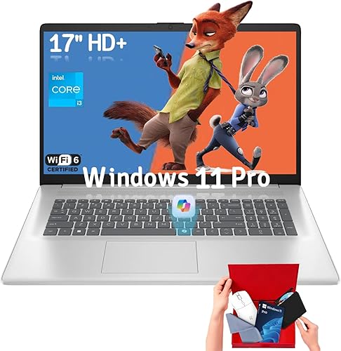 HP Computadora portátil 17, Intel 8-Core i3, pantalla antirreflejo, 16 GB de RAM, SSD de 512 GB, Windows 11 Pro, teclado numérico, Copilot AI,