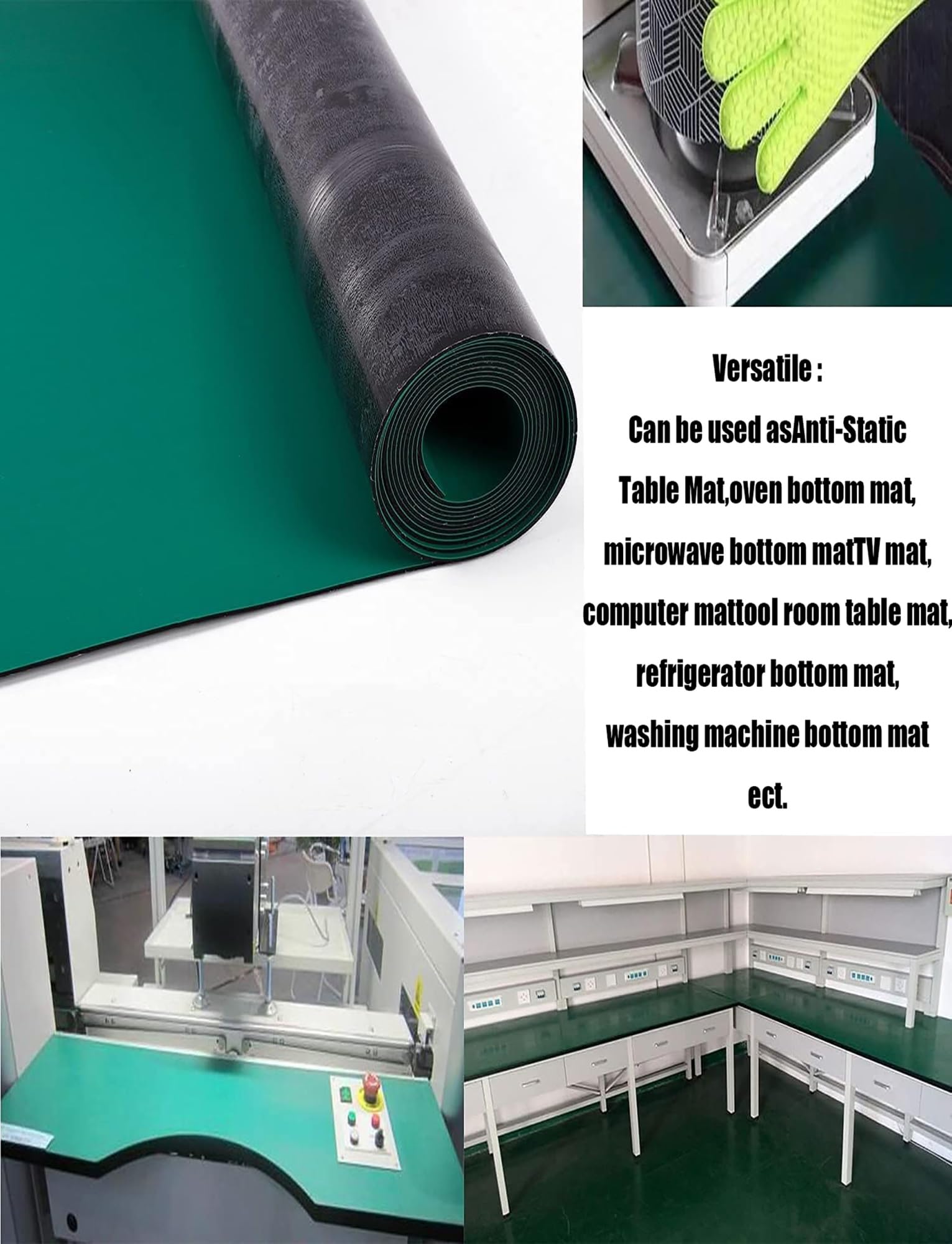 Rouleau de tapis de soudure ESD en caoutchouc, tapis d'établi statique, tapis de mise à la terre antistatique résistant aux hautes températures, tapis conducteur en caoutchouc(80x100cm)