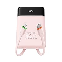 VEGER 10000mAh Power Bank con Cavi Integrati, 22.5W Ricarica Rapida Caricatore Portatile