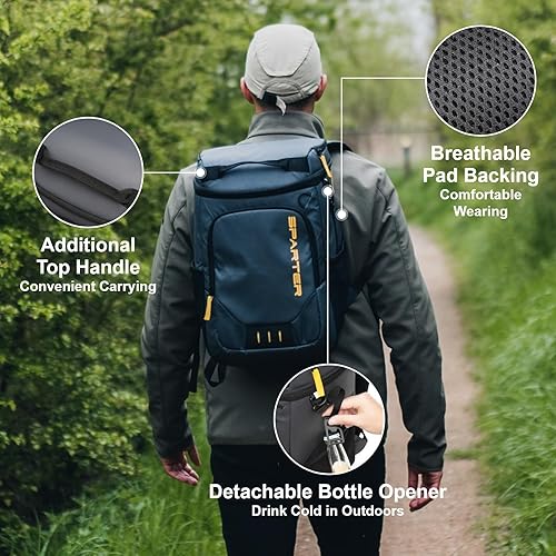 Miniatura 50 de SPARTER Mochila térmica aislada a prueba de fugas de 33/49 latas, 2 compartimentos aislados, bolsa térmica, portátil, ligera, para playa, viajes