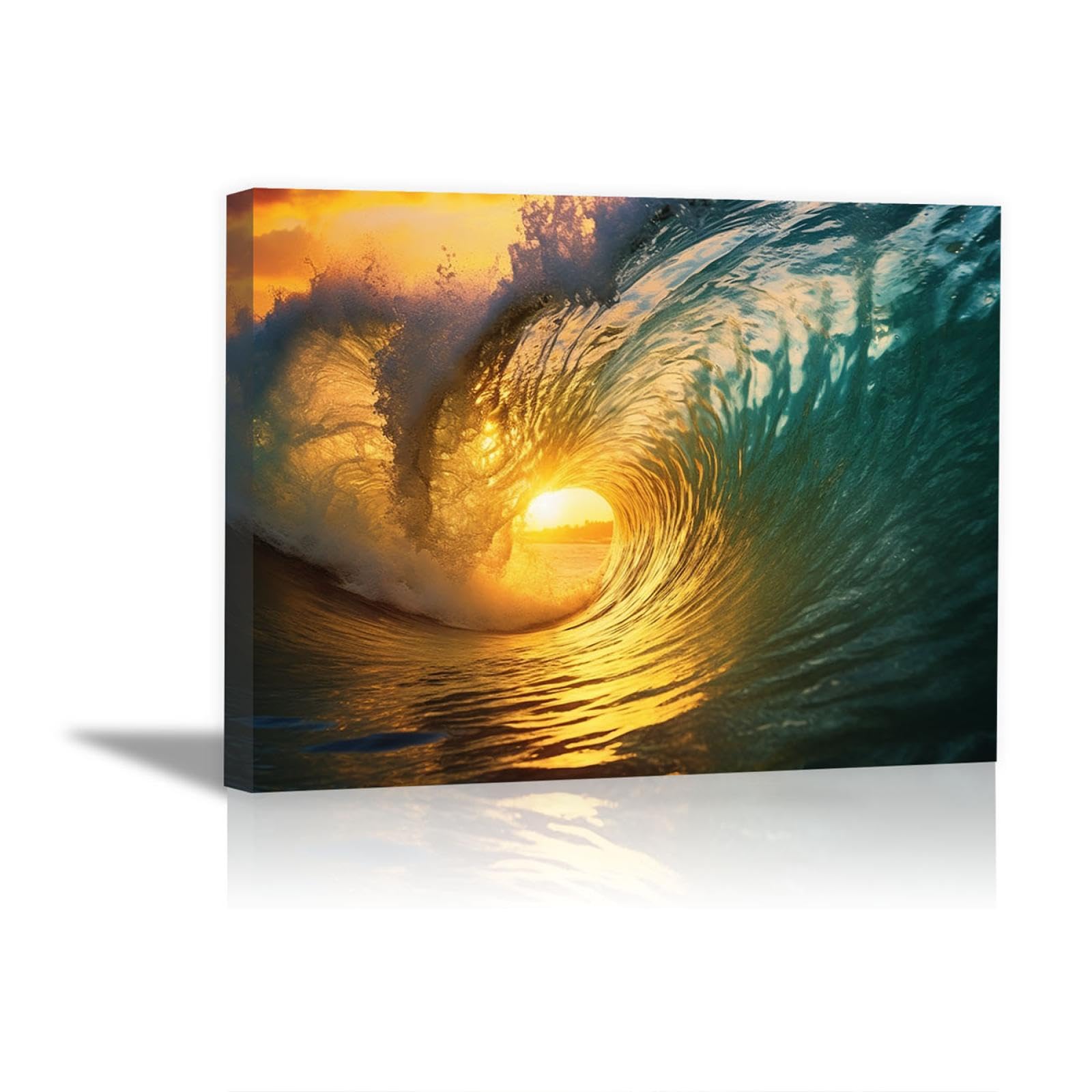 Amazon.co.jp: CcacHe 海 はじめての絵画 キャンバス, 夕日の海岸の