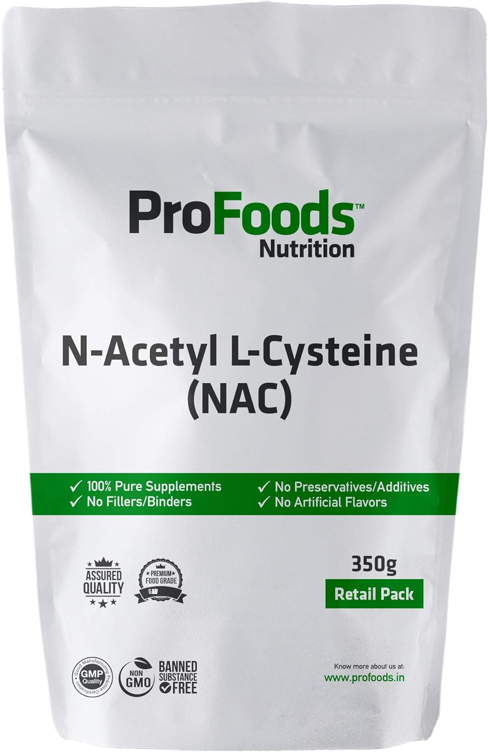 Profoods N Acetyl L Cysteine (NAC) Powder (350 grams) Buy Online at