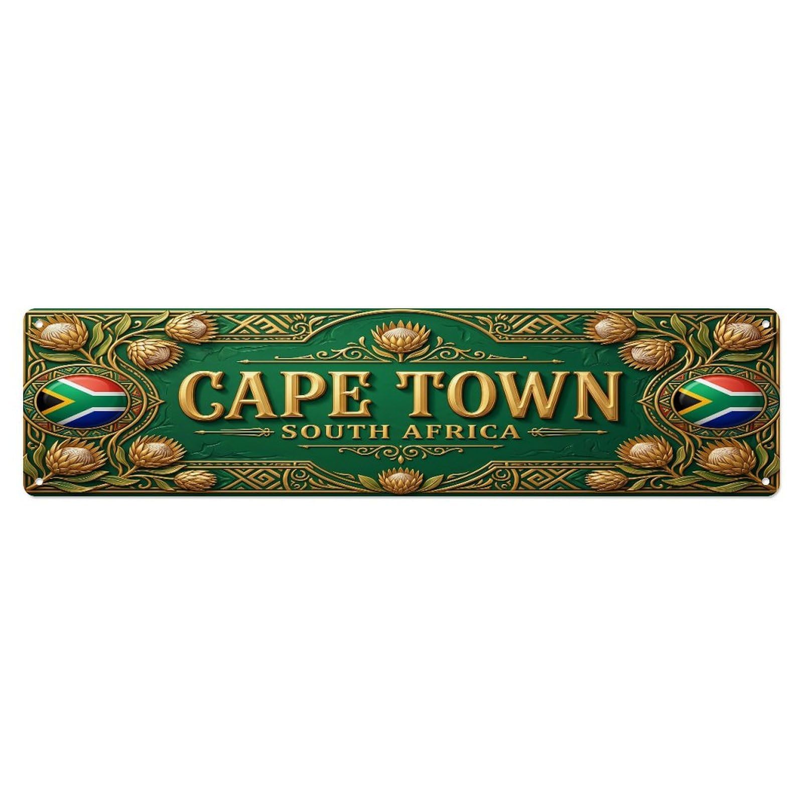 Xanthor Style Metal Tin Sign Vintage Cape Town South Africa Flag Pattern