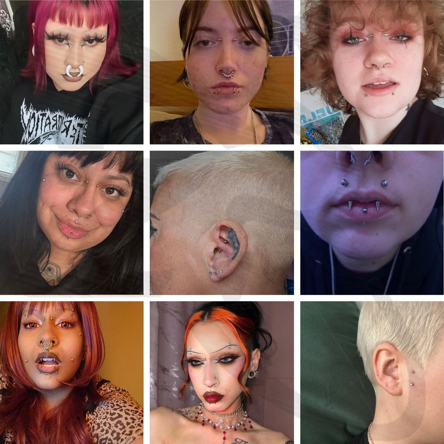 ZS 16G/18G Spike Cartilage Tragus Helix Piercing, Stainless Steel Spike Stud Earrings Internal Thread Curved Barbell Nose Bridge Rings Snake Bite Piercing Jewelry for Women Men - Image 2