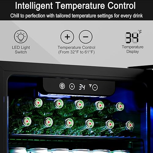 Miniatura 3 de Feelfunn Refrigerador y enfriador de bebidas  Mini puerta de vidrio para 126 latas para refrescos, cerveza y vino, refrigerador de bebidas
