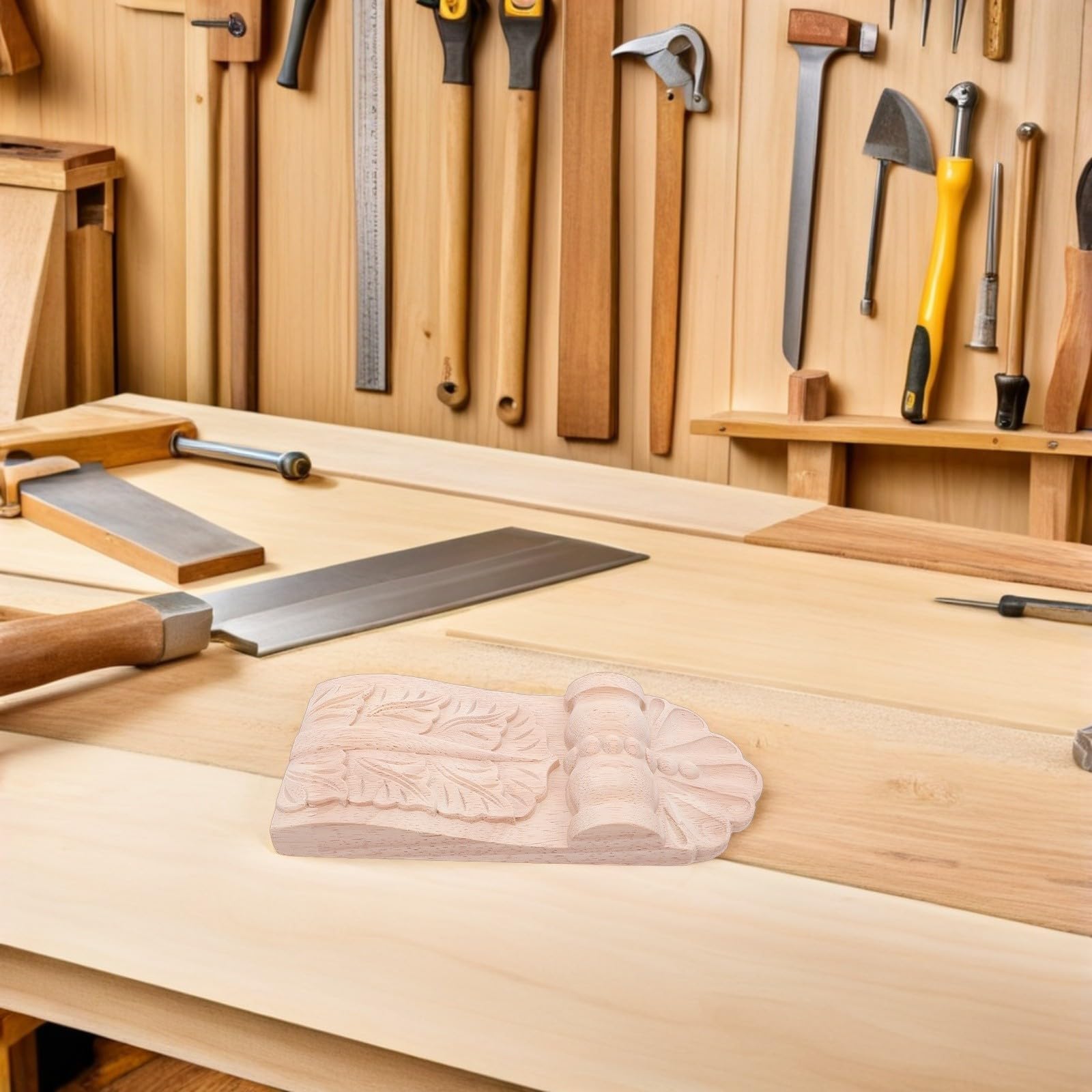 3 Pièces Consoles en Bois Sculpté Style Européen pour Étagères et