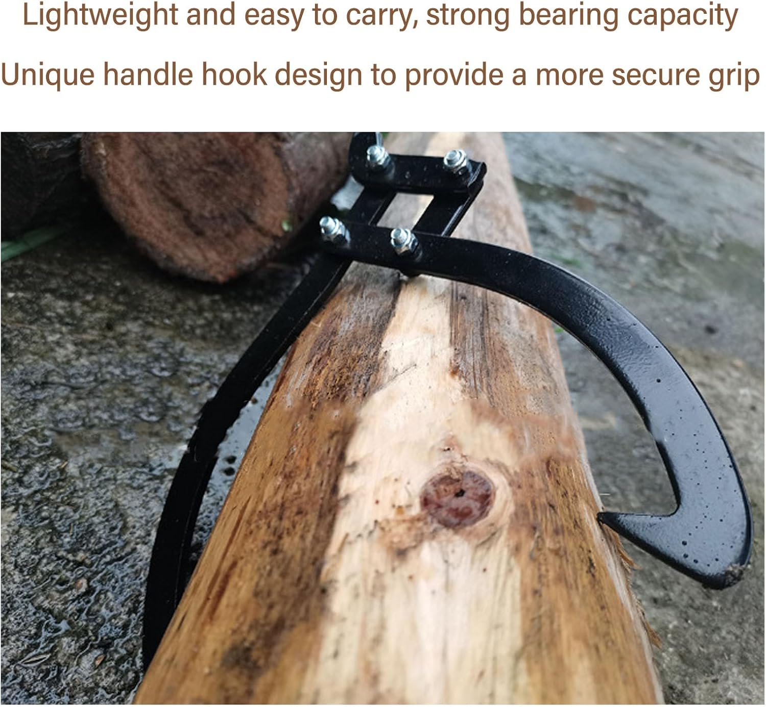 10in Opening Log Grabber, Steel Firewood Lifting Hook Rustproof Fireplace Tongs Lightweight Log Tongs for Indoor Outdoor