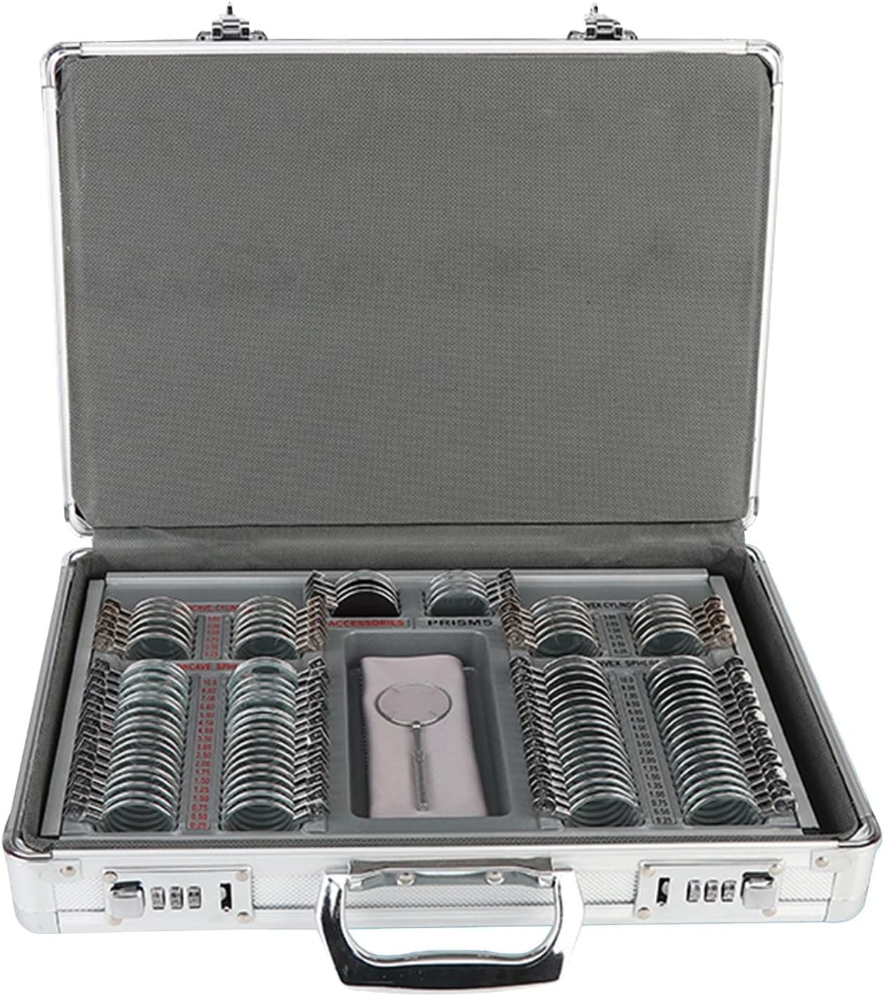 104 pcs Optical Trial Lens Set Kit Metal Rim Aluminum Case,EasilyDistinguished Lenses,Optometry