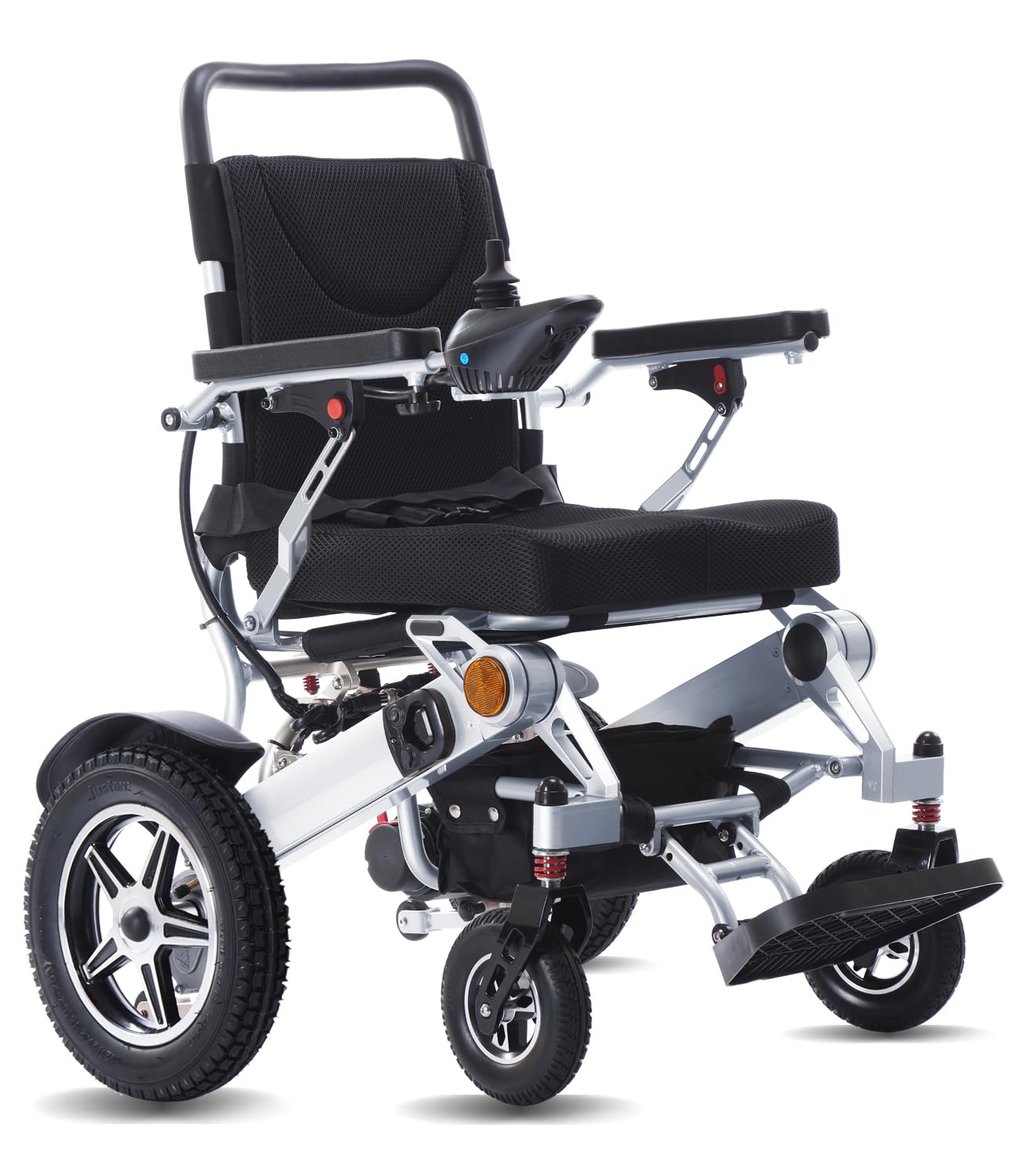 Silla de Ruedas eléctrica Ligera para Adultos, Plegable, motorizada, con autonomía de 30 km, soporta hasta 150 kg, portátil y alimentada por batería de Litio.