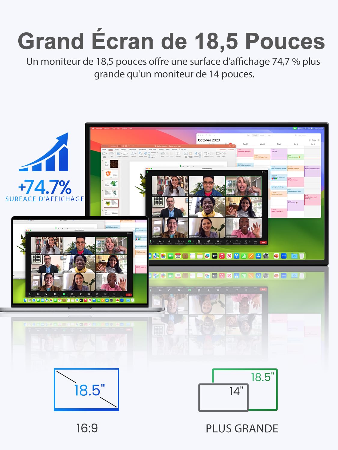 UPERFECT 18,5 Pouces 120Hz Tactile Écran Portable, Full HD 1080P 100% sRGB