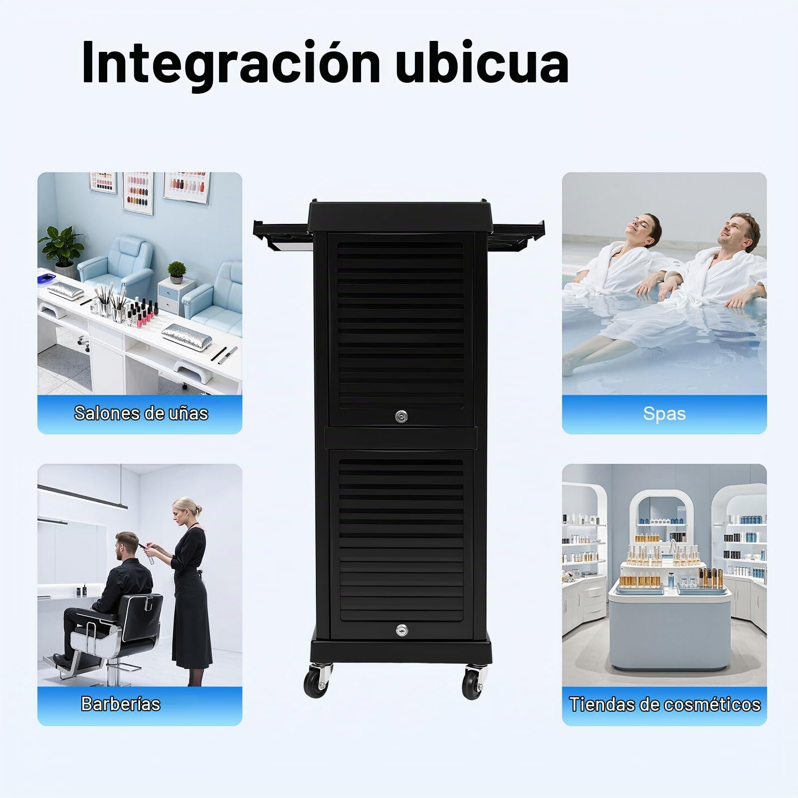 Carro de Peluquería con 6 Cajones, Ruedas y Cerradura de Seguridad, Carrito de Salón para Maquillaje, Tatuajes, Manicura y Spa