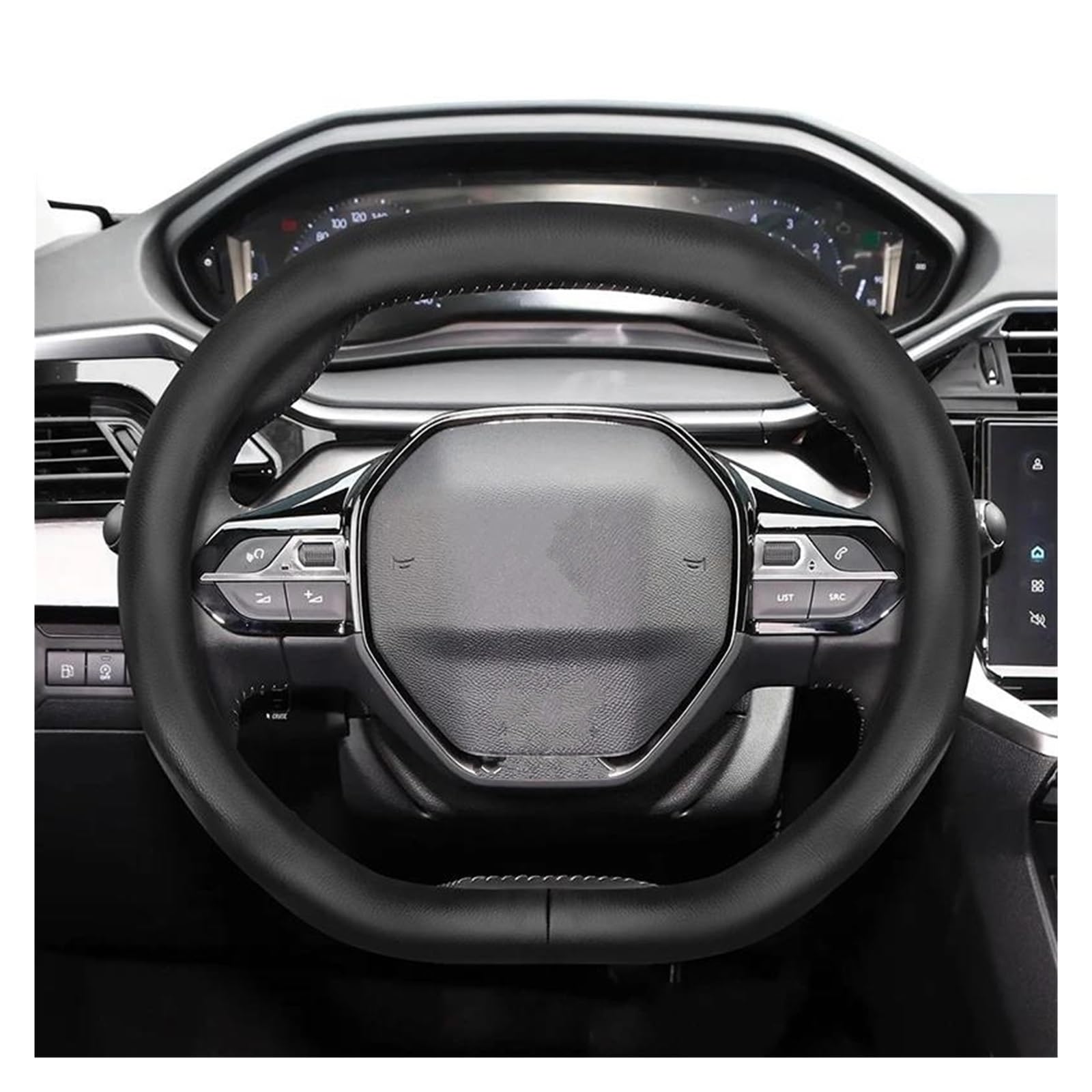 Protégé Volant Voiture Housse Volant en Forme D Ultra Fine en Cuir Microfibre Respirant pour Peugeot 208 408 508 2008 3008 4008 5008 Antidérapant Couvre Volant(Noir)