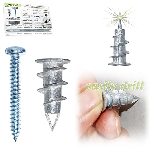 Kit de anclajes de metal autoperforantes para paneles de yeso con tornillos, anclajes de pared hueca y tornillo para paneles de yeso, yeso, chapa,