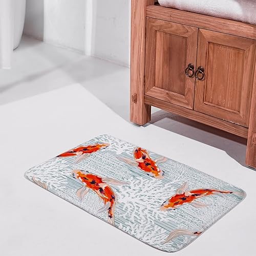 Miniatura 2 de Alfombra de baño con diseño de pez dorado coral gris tapete de decoración de baño con respaldo antideslizante tapete suave y absorbente tapete de