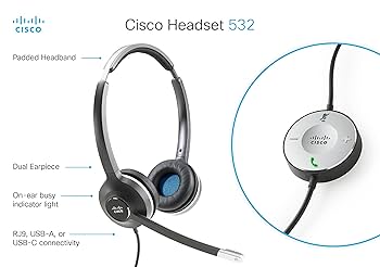 Cisco Headset 532 USB-A接続 Amazon.com: Cisco Headset 532, Wired Dual On-Ear Quick
